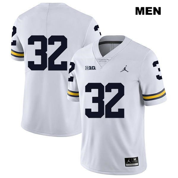 Men's NCAA Michigan Wolverines Nolan Knight #32 No Name White Jordan Brand Authentic Stitched Legend Football College Jersey JV25N48UX